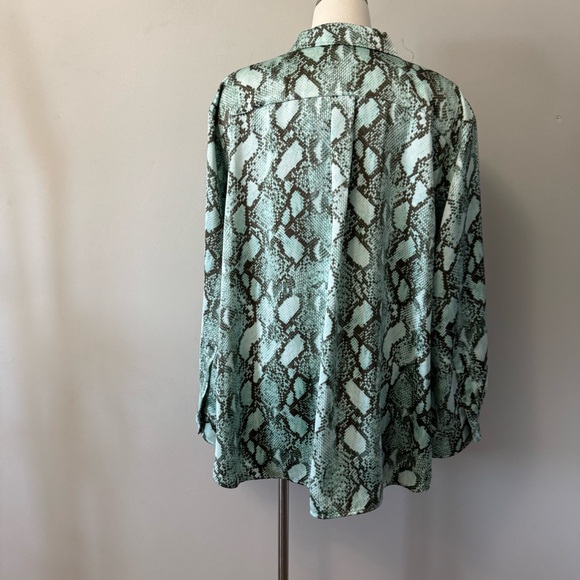 Ralph Lauren Snake Skin Long Sleeve Button Shirt Turquoise 3XL - Picture 2 of 10